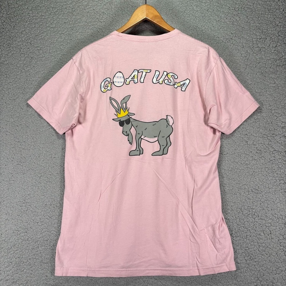 Goat USA Easter Eggs Mens Pink Short Sleeve T Shirt Size L Crown Shades Lacrosse